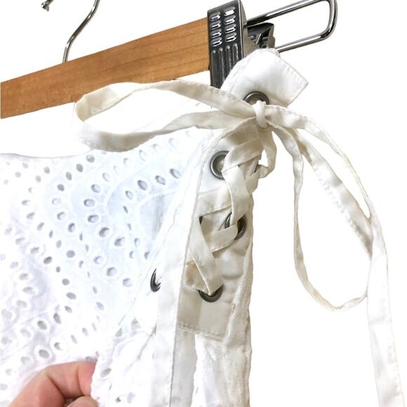 Express White Cotton Eyelet Lace Up A-line Mini Skirt Size 0 - Picture 4 of 7